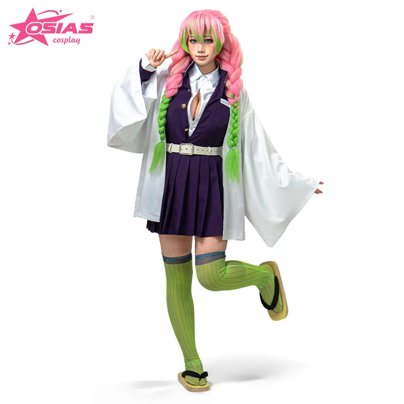 OSIAS Women Kanroji Mitsuri Cosplay Costume with Padded Shoulders and Embroidery