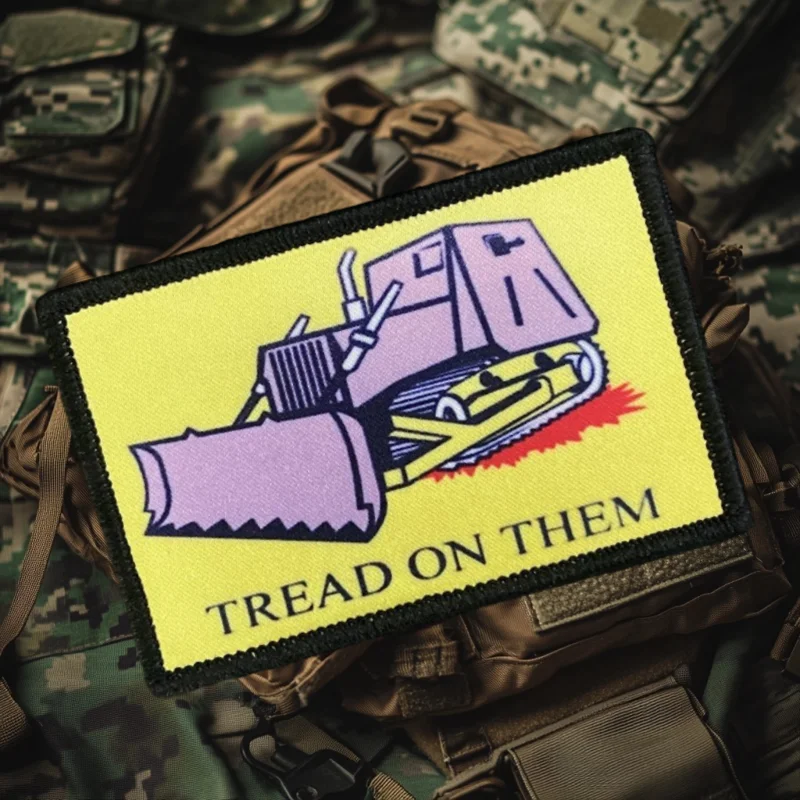 Killdozer Tread on Them Patch Tactical Morale Badge Print Hook and Loop Military Backpack Clothing Decorative Sticker Armband