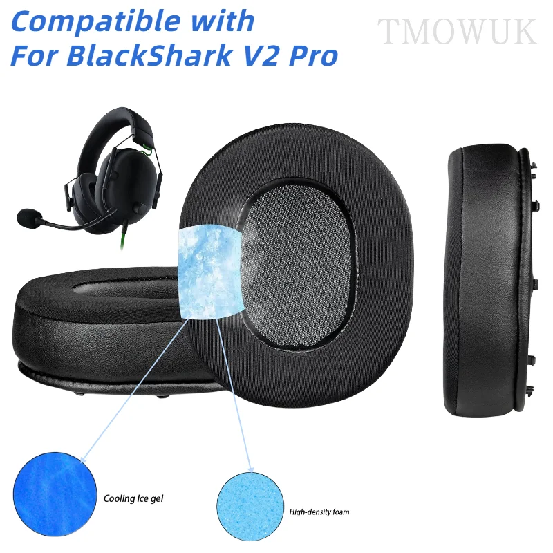 Cooling Gel Replacement Ear Pads Cushions For BlackShark V2/BlackShark V2 Pro Wireless Headset Gaming Earpads