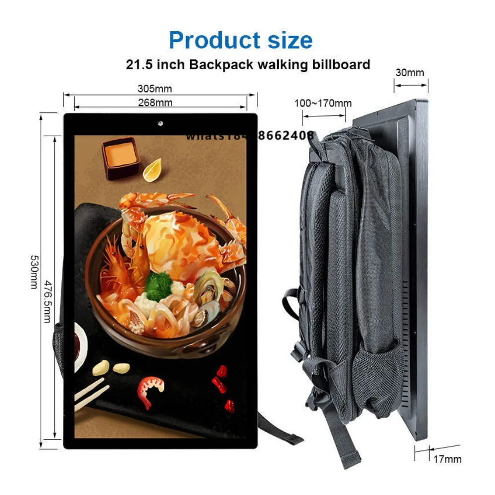 21.5 Inch 32 Inches Human Walking LCD Video Digital Advertising Player Android Capacitive Touch Backpack Type Billboards