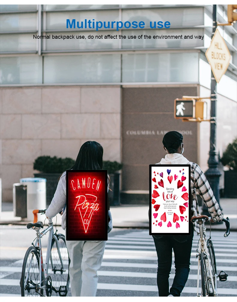 JCVISION Digital 21.5 Inch Smart Backpack Billboard DIY Fashion Advertising Player With LCD Programmable Screen Walking Backpack