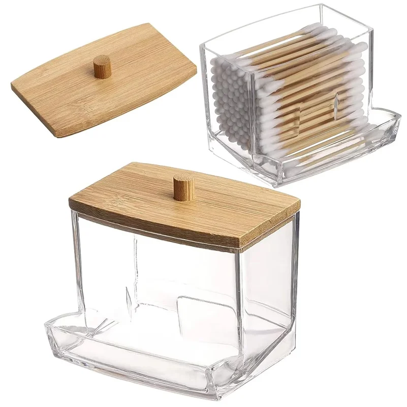 Desktop Square Cotton Swab Dental Floss Portable Plastic Storage Box Transparent Household Dustproof And Waterproof Storag