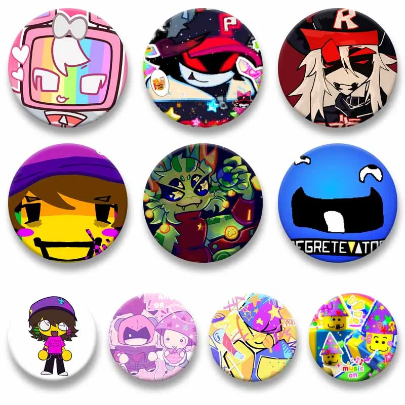 Funny Game R-Regretevator Button Pins Cartoon Figure INFECTED Poob Brooch Tinplate Round Badge Bag Clothes Jewlery Ornament Gift