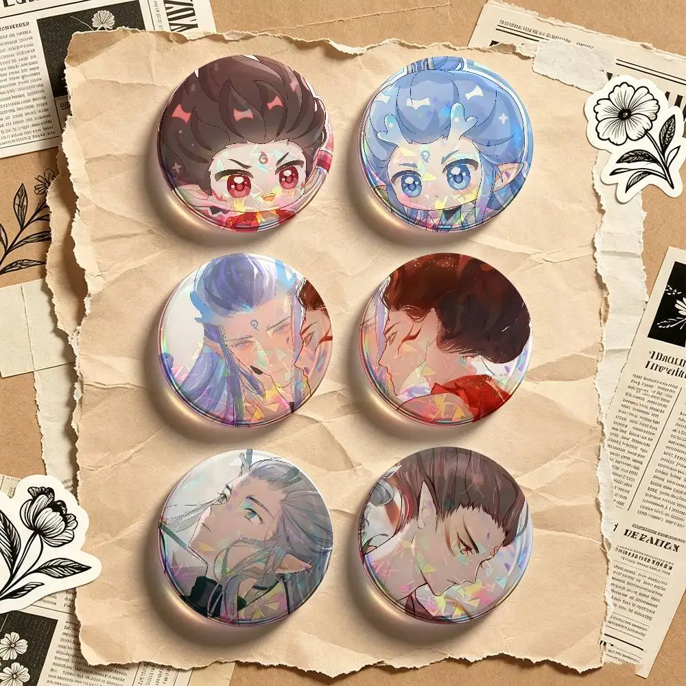 Nezha Ao Bing 2 Pieces Badge Set Icons Badges Creative Meme Figure Round Tinplate Brooch Bag Clothes Accessories
