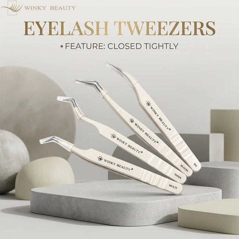 Winky Beauty Professional White Accurate High Quality Multi Stainless Volume Isolation Precise Lash Tweezers Tools for Makeup
