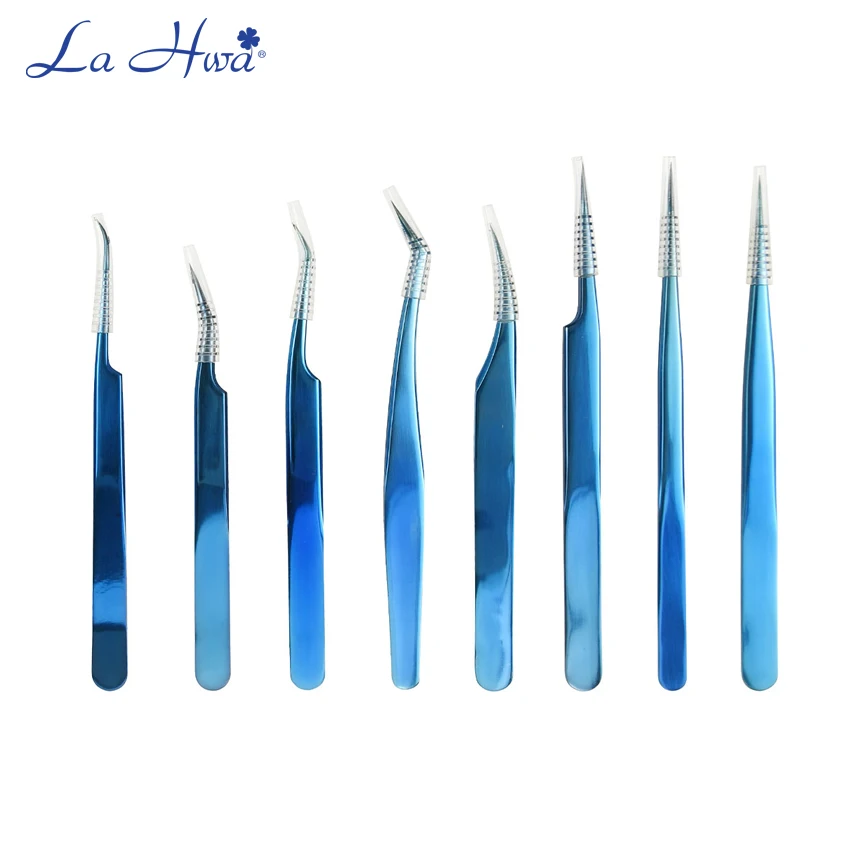 1pcs Blue Eyelash Extension Tweezers Precision Forceps Jewel Picker Stainless Steel Graft Eyelashes Tweezer Clip Beauty Tools