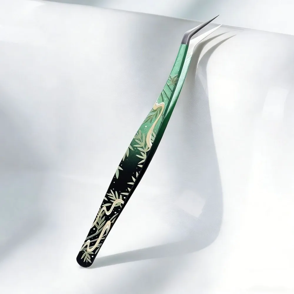 Metal Curved Stickers Tweezers Anti-static High Precision Lashes Extension Tweezer Cartoon Bean Tweezers Beauty Makeup Tools
