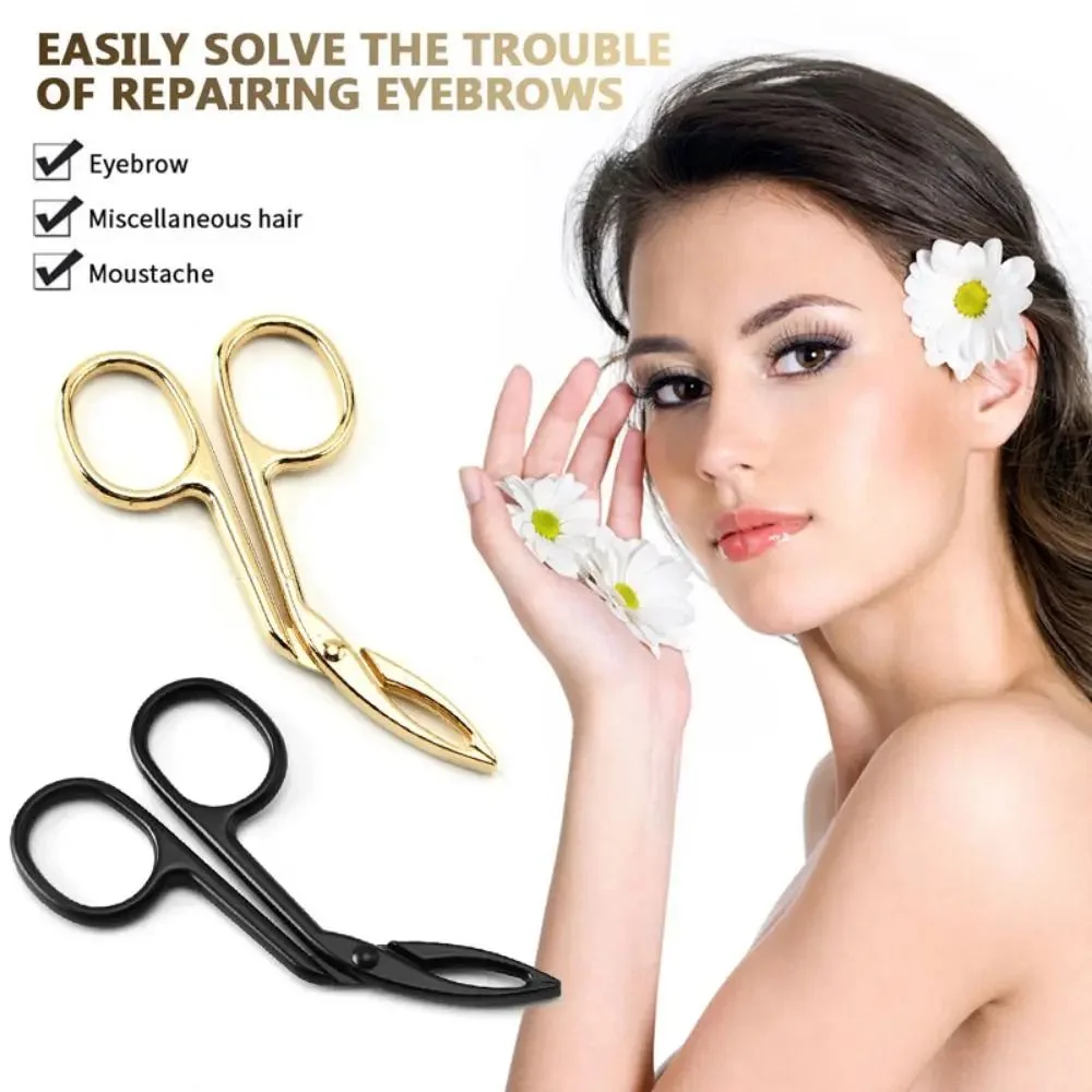 Stainless Steel Elbow Eyebrow Pliers Clip Scissors Tweezers Straight Pointed Professional Eyebrow Plucking Makeup Beauty Tools
