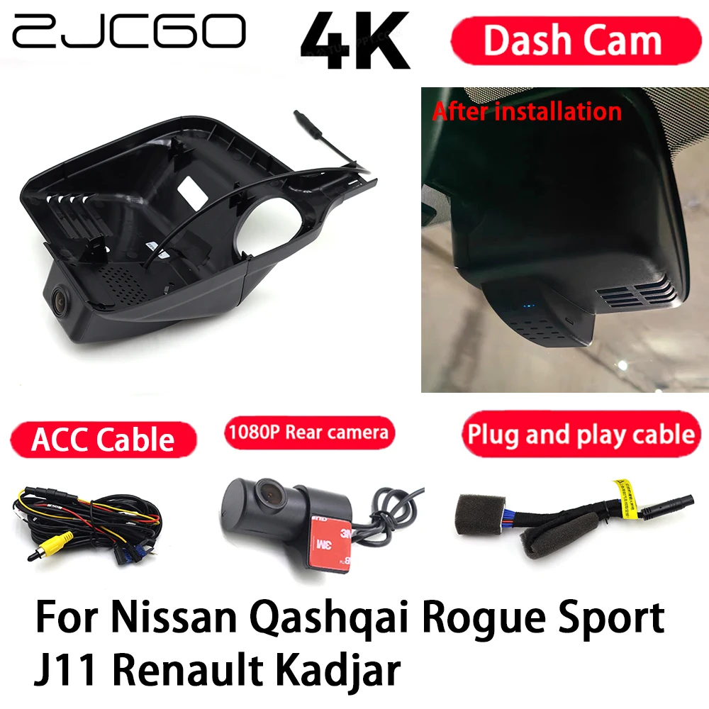 Car Camera 4K Plug and Play Dash Cam Video Recorder Night Vision for Nissan Qashqai Rogue Sport J11 Renault Kadjar