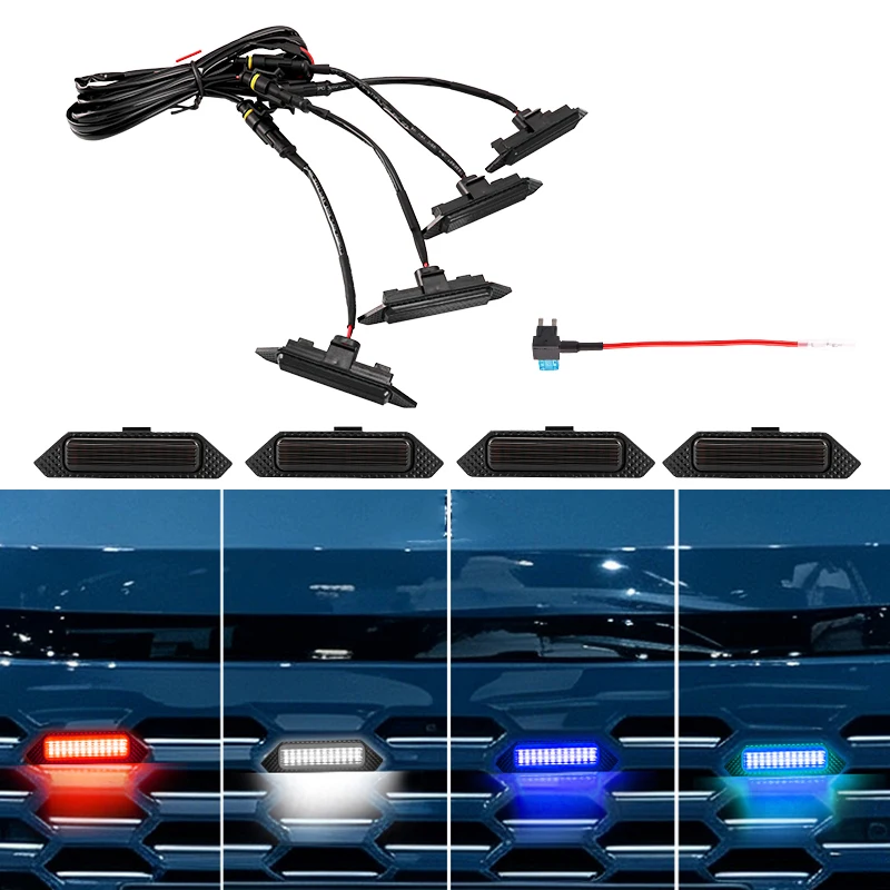 4PCS Car LED Front Grill Lights For Toyota RAV4 HEV Grill Light Eagle Eye Lamp For Off Road SUV Sport 2026 External Grill Lamp