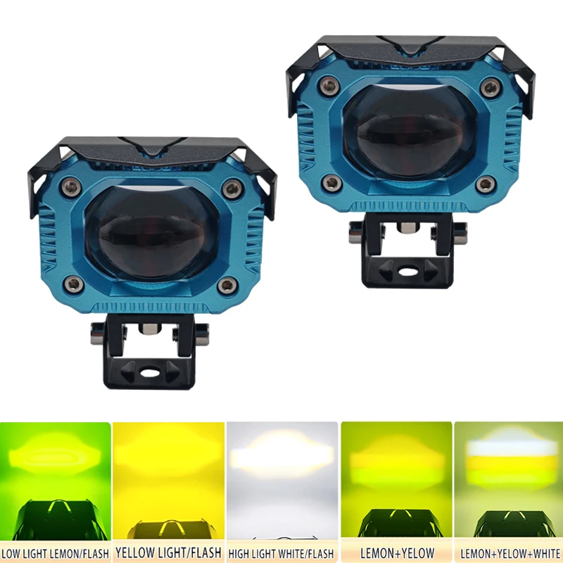 LED Motorcycle Fog Lamp Auxiliary Driving Spotlight Hi/Low Beam Five Modes Daytime Running Lights Off-Road Light For ATV Truck