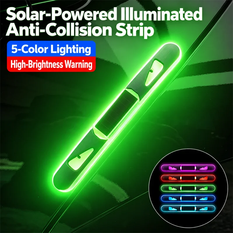 Universal Car Warning Anti-collision Strips, 5 Color Cycling Solar Powered LED Light Bars, Suitable for Automobiles Motorcycles