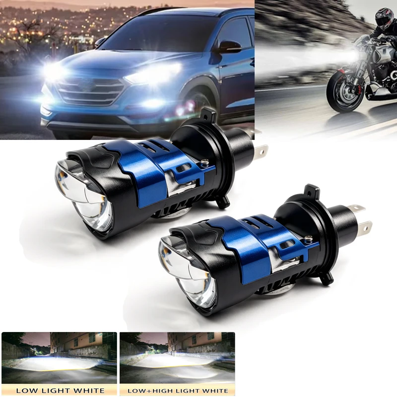 H4 Bi LED Projector Lens Headlight Bulbs Canbus Auto Fog Lamp H4 White High Low Beam Light Headlamp For Car Motorcycle 12V 24V