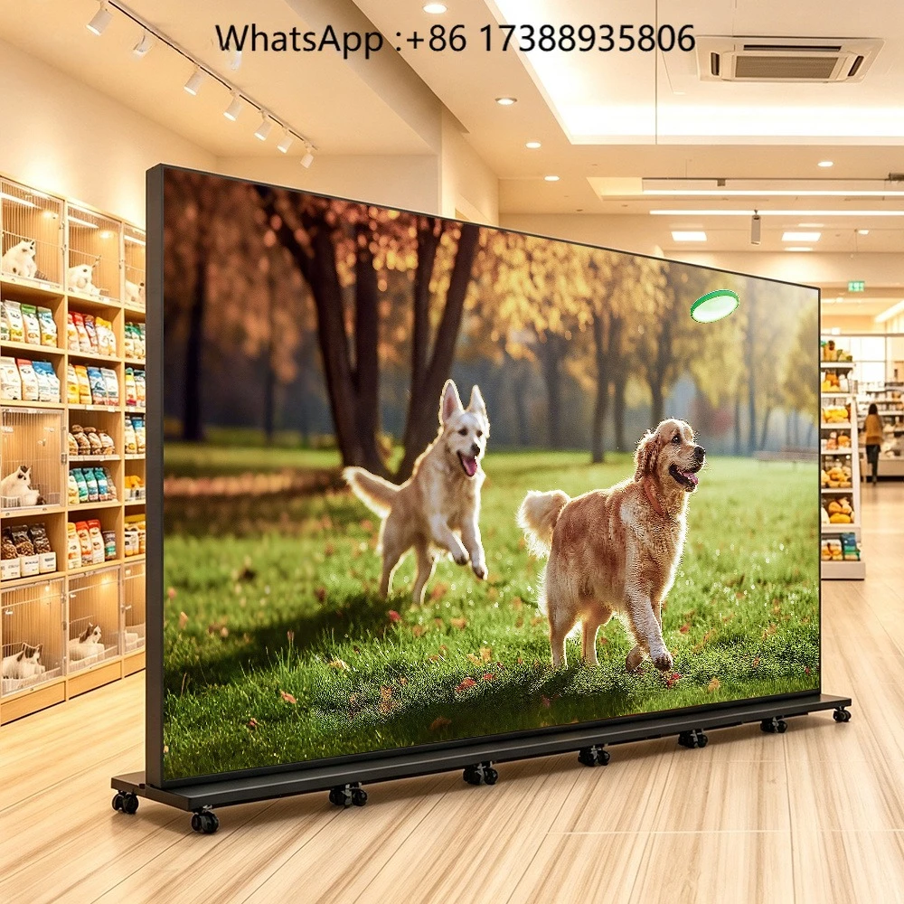 Portable Movable Digital LED Poster Display Screen With Wheels 3840Hz High Refresh for Indoor Events Retail Store