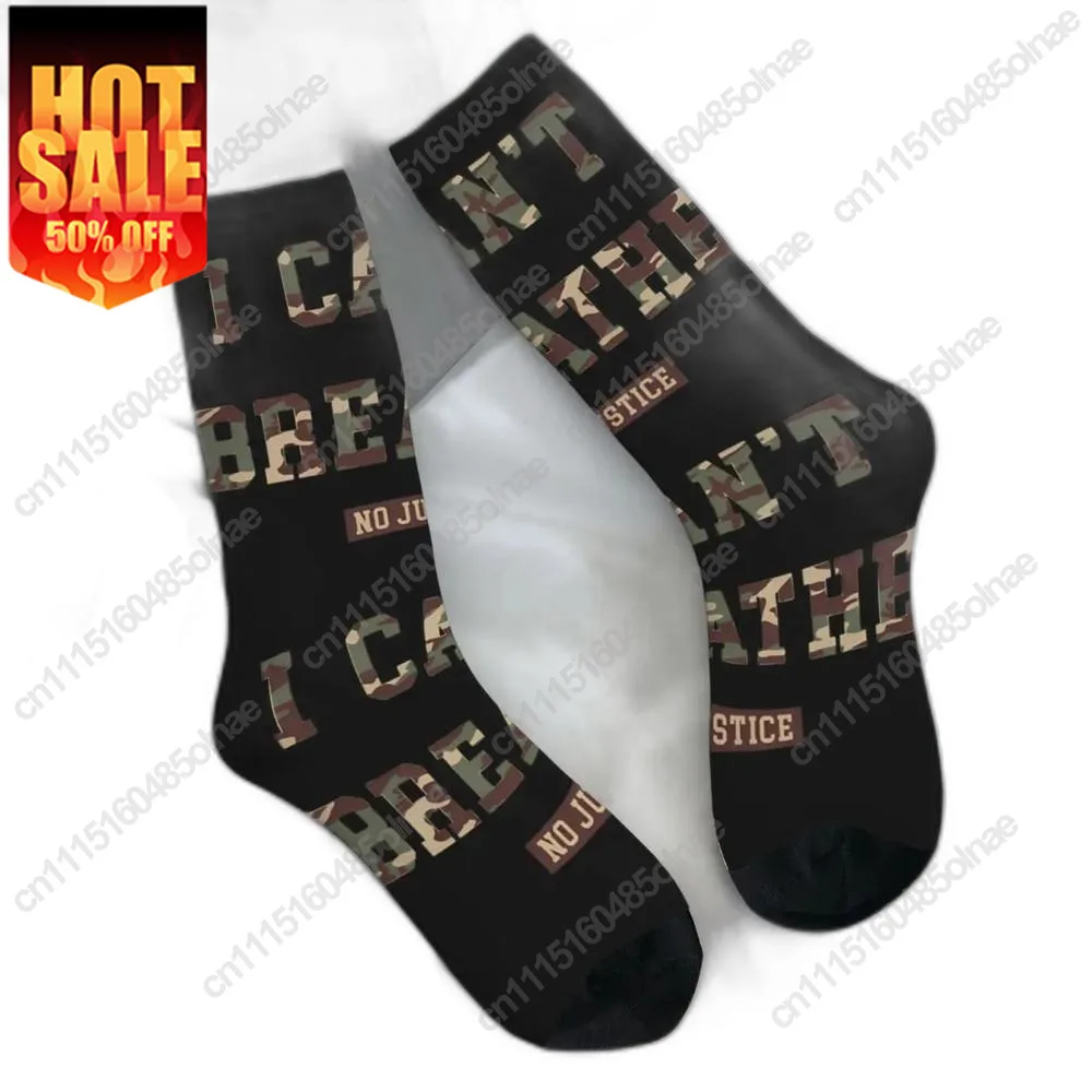 I Can't Breathe George Floyd Camo Stockings Men Quality Gothic Spring Outdoor Anti Skid Design Sock Socks Gift