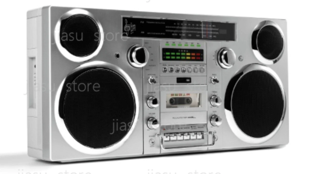 Brooklyn Wireless Bluetooth Speaker - Silver 1980S-Style Portable Boombox - CD Player, Cassette Player, FM Radio, USB