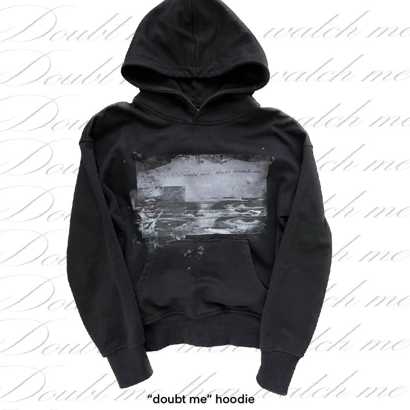 Street fashion letter printed pullover, American retro loose autumn and winter new punk hooded jacket, men and women
