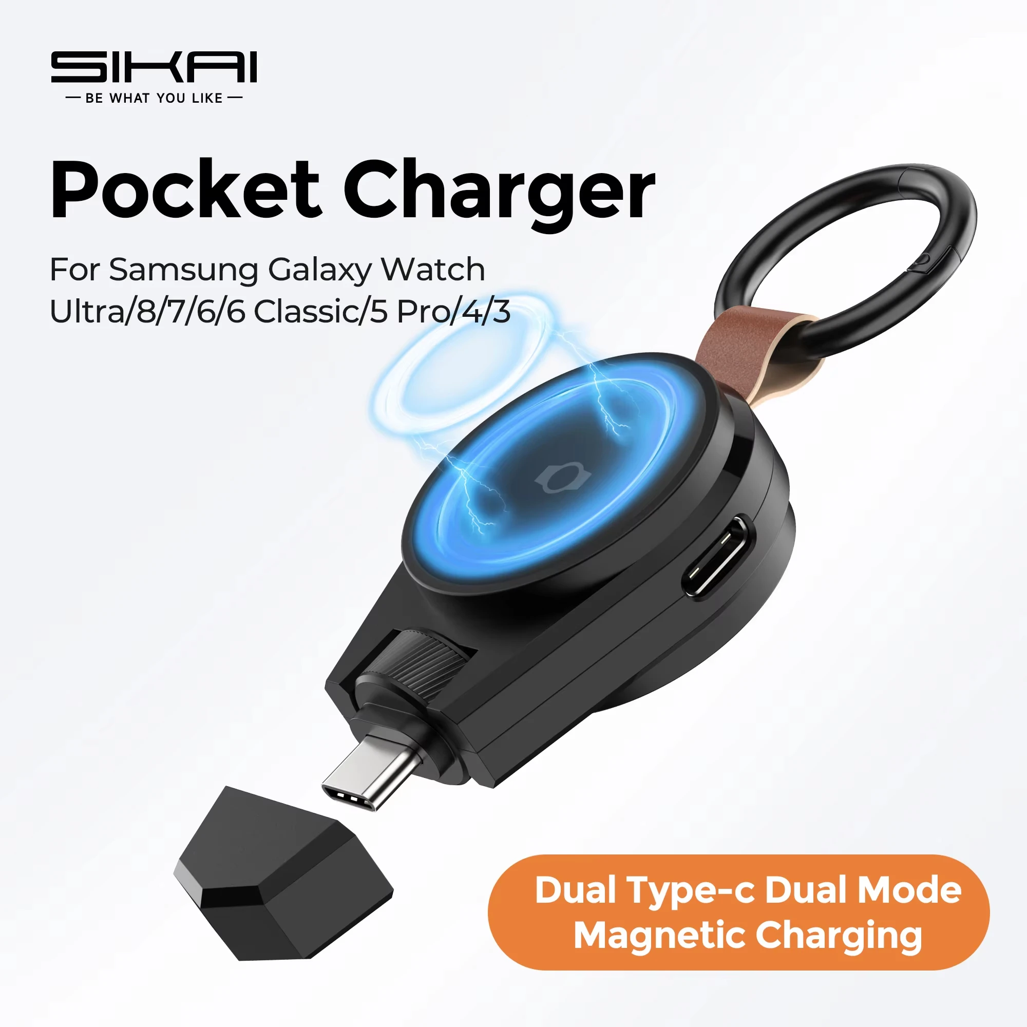 Dual Type C Magnetic Charger for Samsung Galaxy Watch Ultra8/7/6/5/Pro/4/3/Active 2 Dock Charger for Watch 6/4 Classic