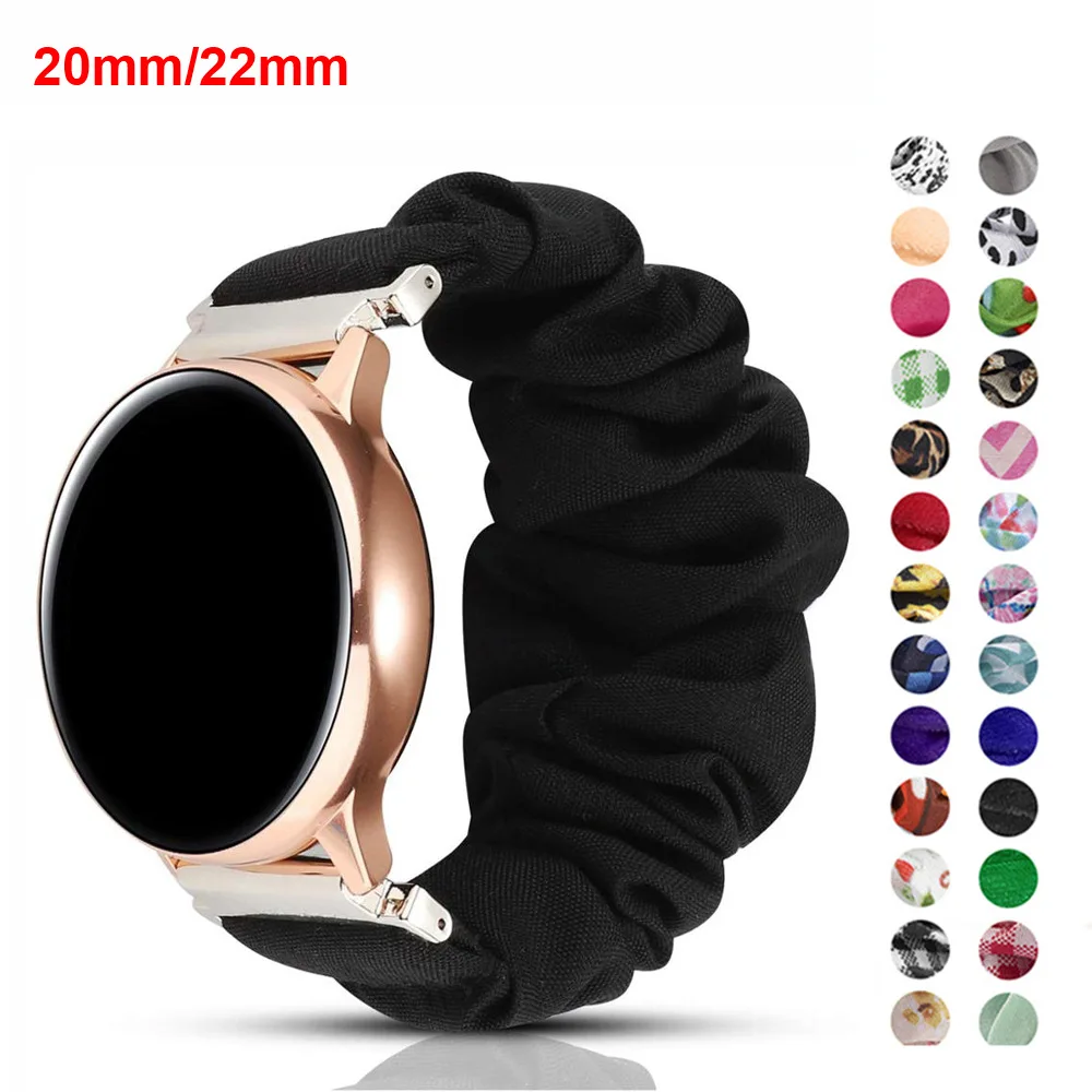 20mm 22mm Nylon Strap for Samsung Galaxy Watch 4/5/6/7 44 40mm Active 2 Scrunchies Elastic Bracelet for Huawei GT6/5/4 Pro 46mm