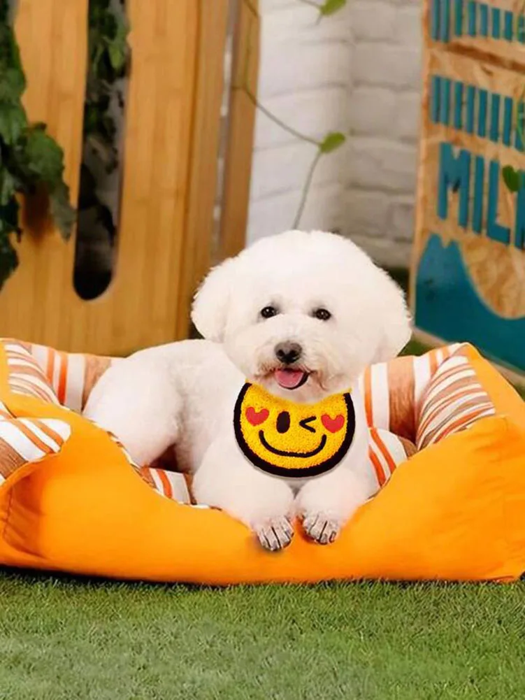 1 Pc Cute Smiling Pet Scarf With Adjustable Ties Dog & Cat Headband Soft Bib Photography Props Accessory