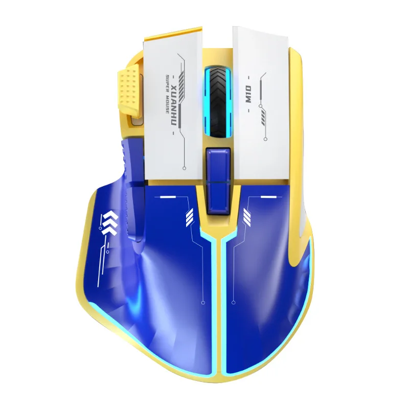 Mecha Style Tri-mode Wireless Bluetooth Mouse Cool RGB E-sports Gaming Mouse 10000 DPI 5RGB Lights for Laptop Notebook Tablet PC