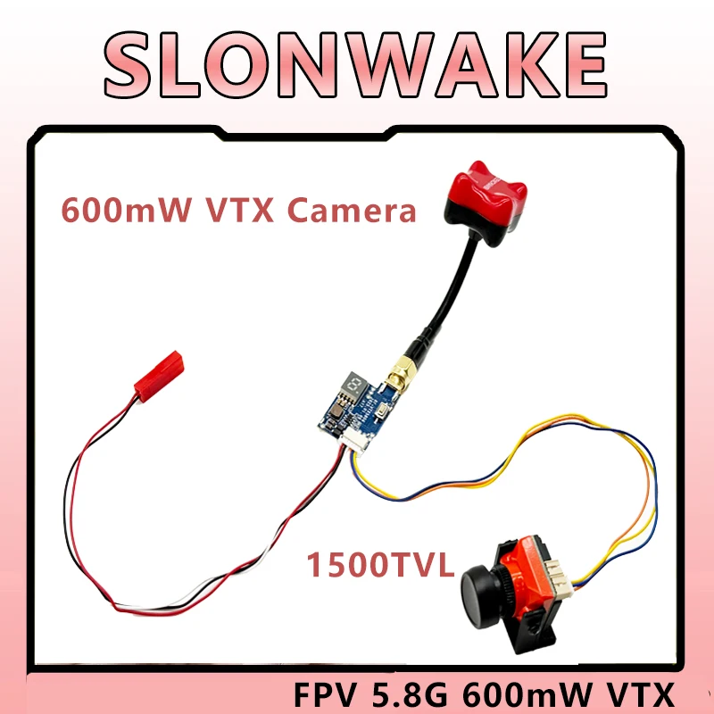 SLONWAKE 5.8G TS5823 PRO Mini Analog VTX Transmitter 48CH 600mW High Power + 1500TVL Camera Combo for RC Drone FPV Racing