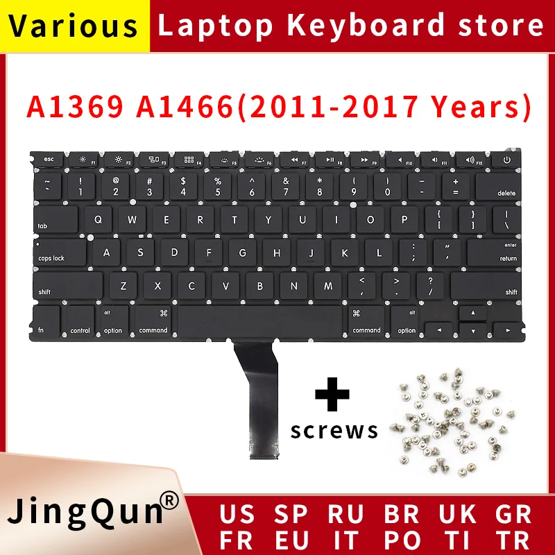 Laptop A1369 A1466 US UK Russian German French Spanish Portuguese Keyboard For Macbook Air 13