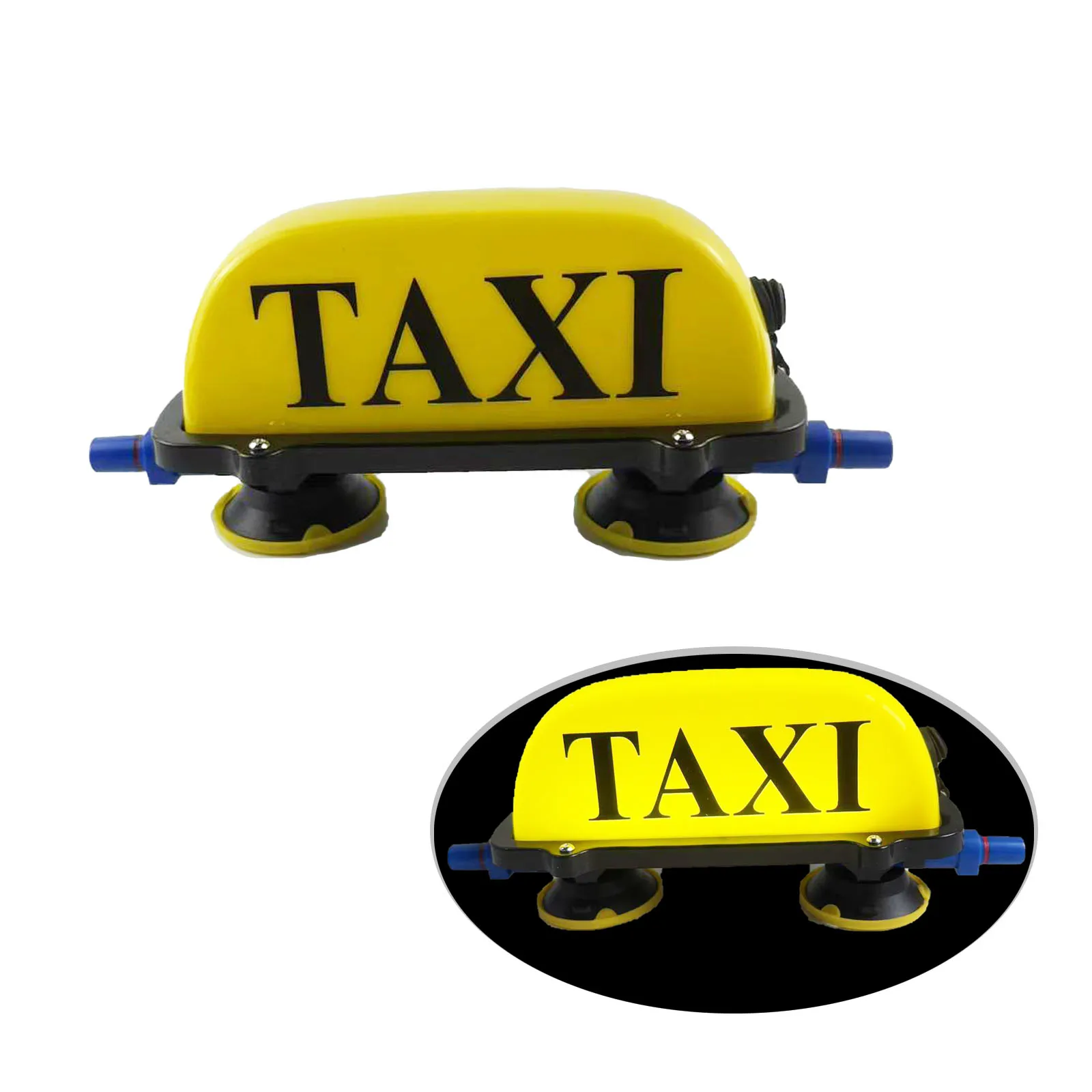 USB Rechargeable Taxi Sign Light with Two Manual Vacuum Pump Suction Cups,Sealed and Waterproof TAXI Sign Lights Yellow Shell