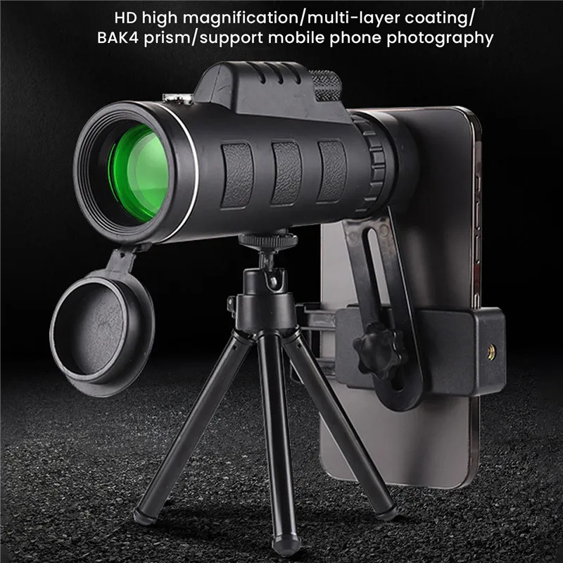 40X60 HD Professional Telescope Monocular Night Powerful Binoculars Waterproof Mini Pocket Zoom with Smartphone Hunting Camping