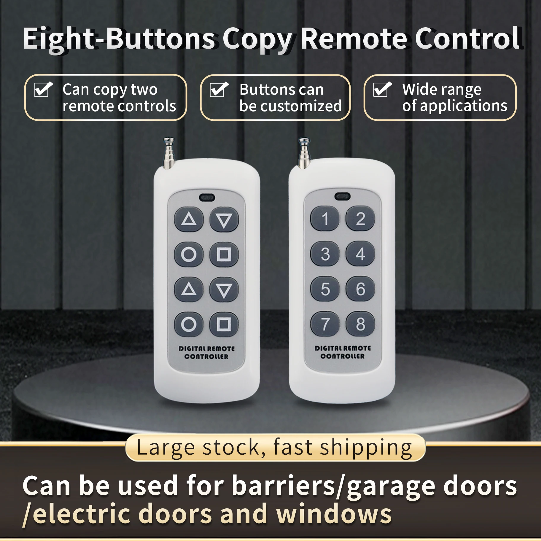 Universal 433MHz DC12V 8 Button Smart Remote Control Switch RF Wireless Copy Code LED Light Lamp Home Automation Kit Garage Door