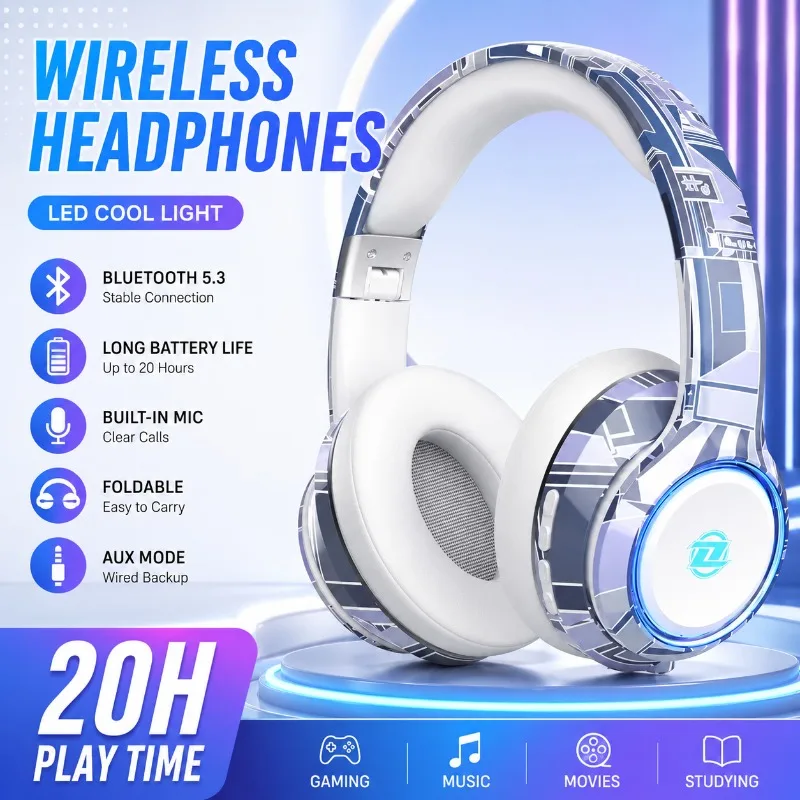 Intelligent Wireless Bluetooth Headphone RGB Lighting TF Card Earphone E-sport Computer Game Headset For Children Birthday Gift