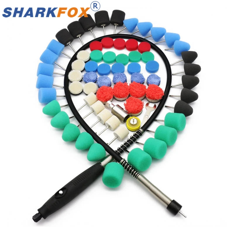 Sharkfox Mini Polishing Machine Car Beauty Detailing Extention Tools Detail Polish Pads Kit For Rotary Polisher & Drill
