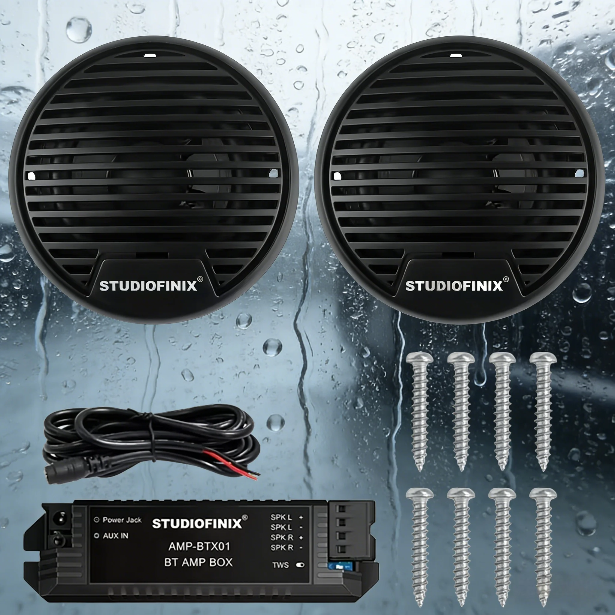 STUDIOFINIX 3 Inch 160W 2PCS High Quality Marine Waterproof Bluetooth Audio Stereo System For Motorcycle ATV UTV Outdoor Boat