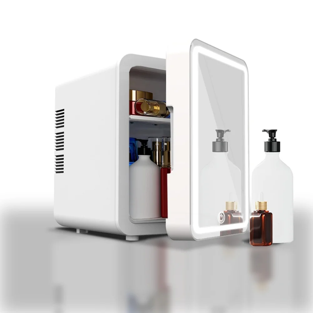 Mini Fridge 4L Makeup Refrigerator with LED Light Mirror for Bedroom Car Office Dorm Portable for Cosmetics Skin Care Food Drink