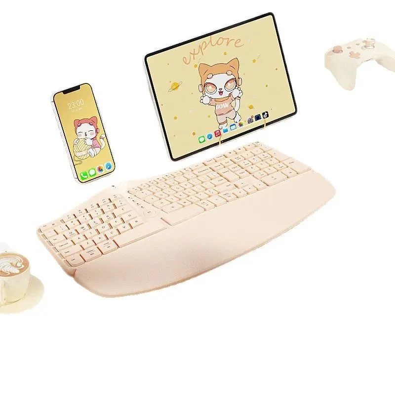 Three-mode ergonomic wireless bluetooth keyboard mouse notebook typing mute
