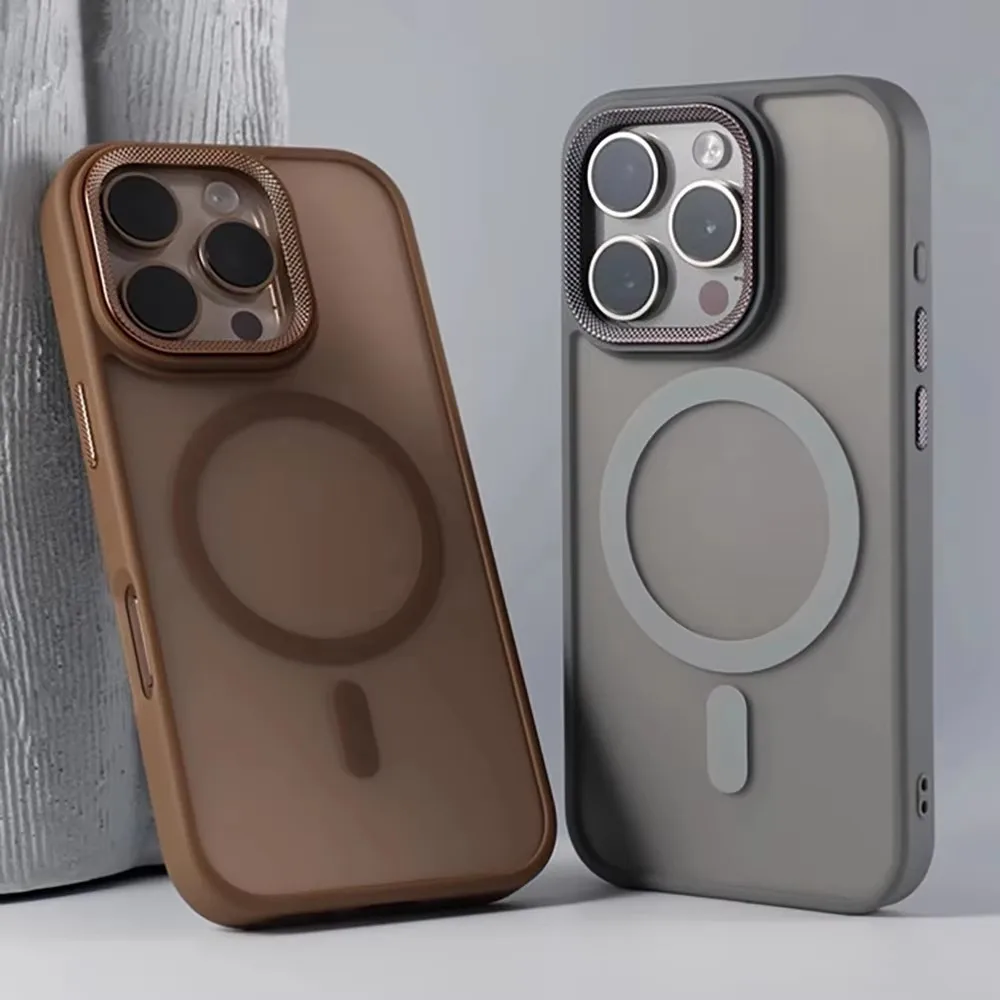 Luxury Spiricle Camera Protection Case for iPhone 15 16 Pro Max 16 Magsafe Cases for iPhone 14 12 11 13 17 Pro Max Matte Cover