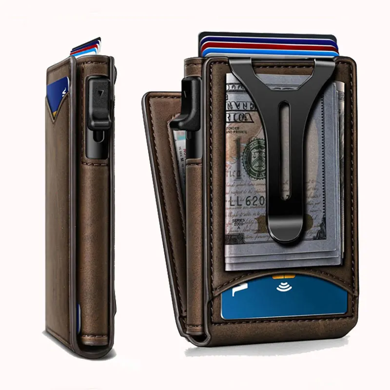 Hot Sale Man’s Double Flip Wallet Multifunctional Metal Flip Wallet RFID Anti-Theft Money Holder
