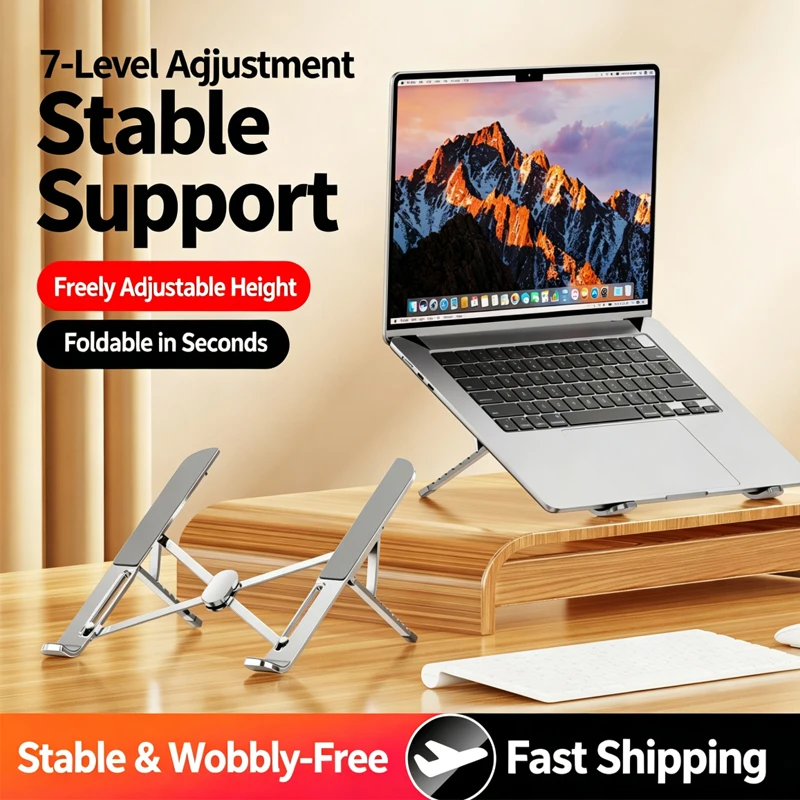 Foldable Laptop Stand Adjustable Portable Notebook Bracket Aluminum Alloy 7 Angles for MacBook  Laptops Tablets