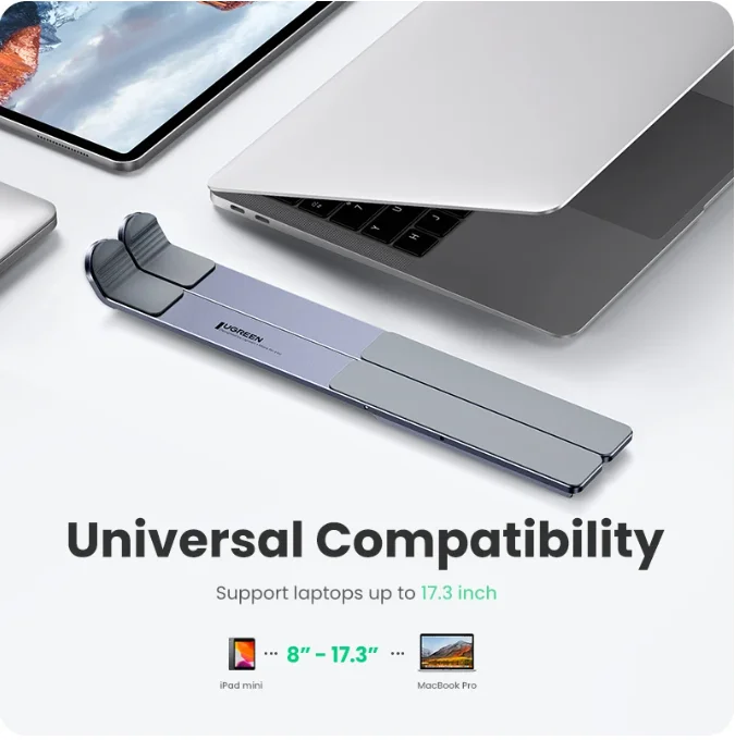 UGREEN Laptop Stand for Macbook Air Pro Foldable Aluminum Vertical Notebook Stand Laptop Support Macbook Pro Tablet Phone Stand