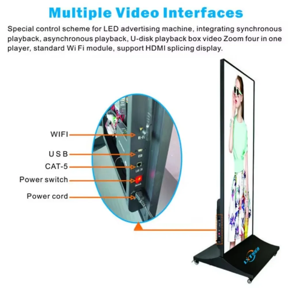 Shopping Mall P2 Indoor Digital Signage Advertising Mobile Pentium 4 Street Light Poster Screen LED Display