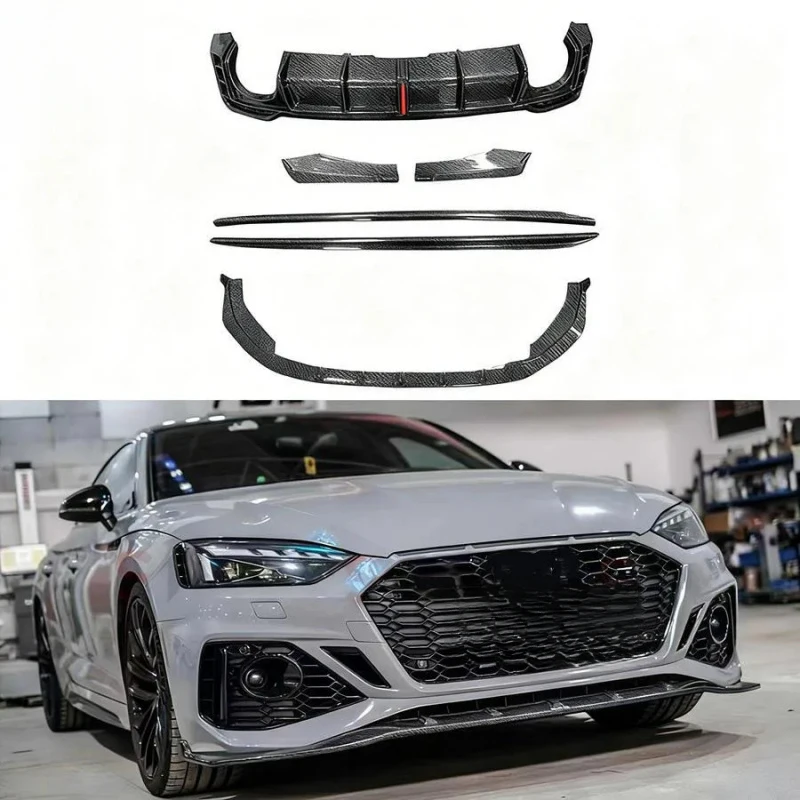 Premium Car Accessories RS5 Carbon Fiber Rear Bumper Diffuser Front Lip Sps Side Skirts Body Kits A5 S5 RS5 B9.5 Co Durable