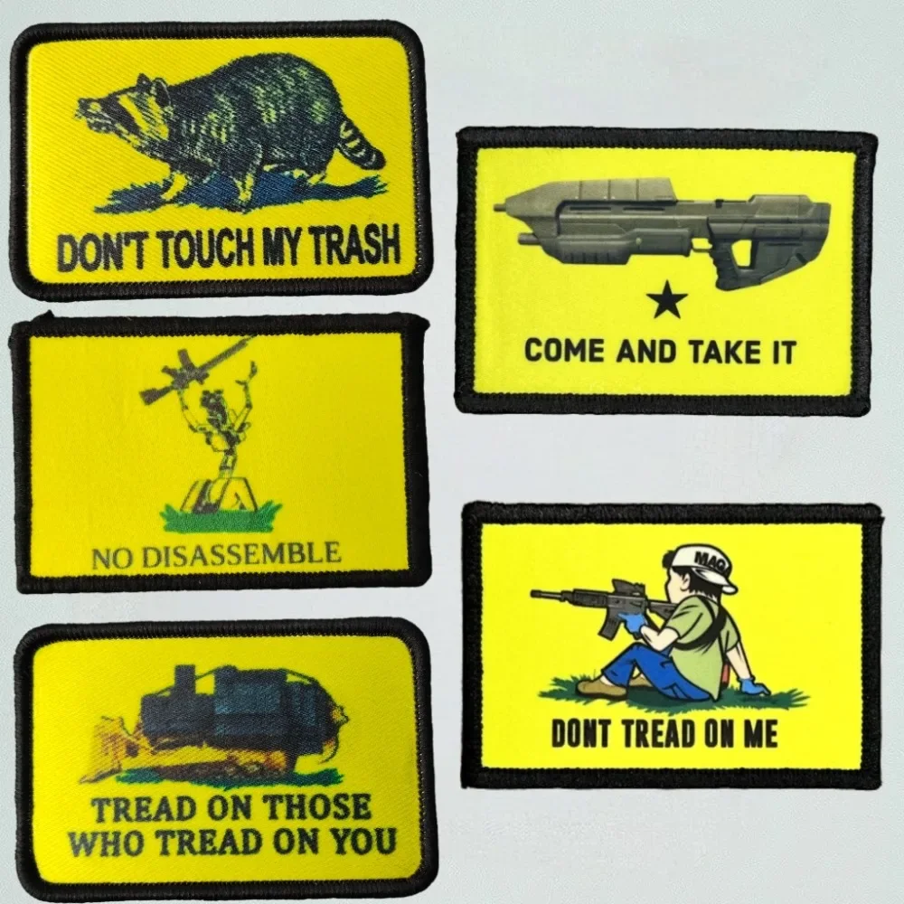 DON'T TOUCH MY TRASH Cartoon Text Printed Patch Soldier Military Tactics Morale Badge Army Fan Backpack DIY Patches for Clothing