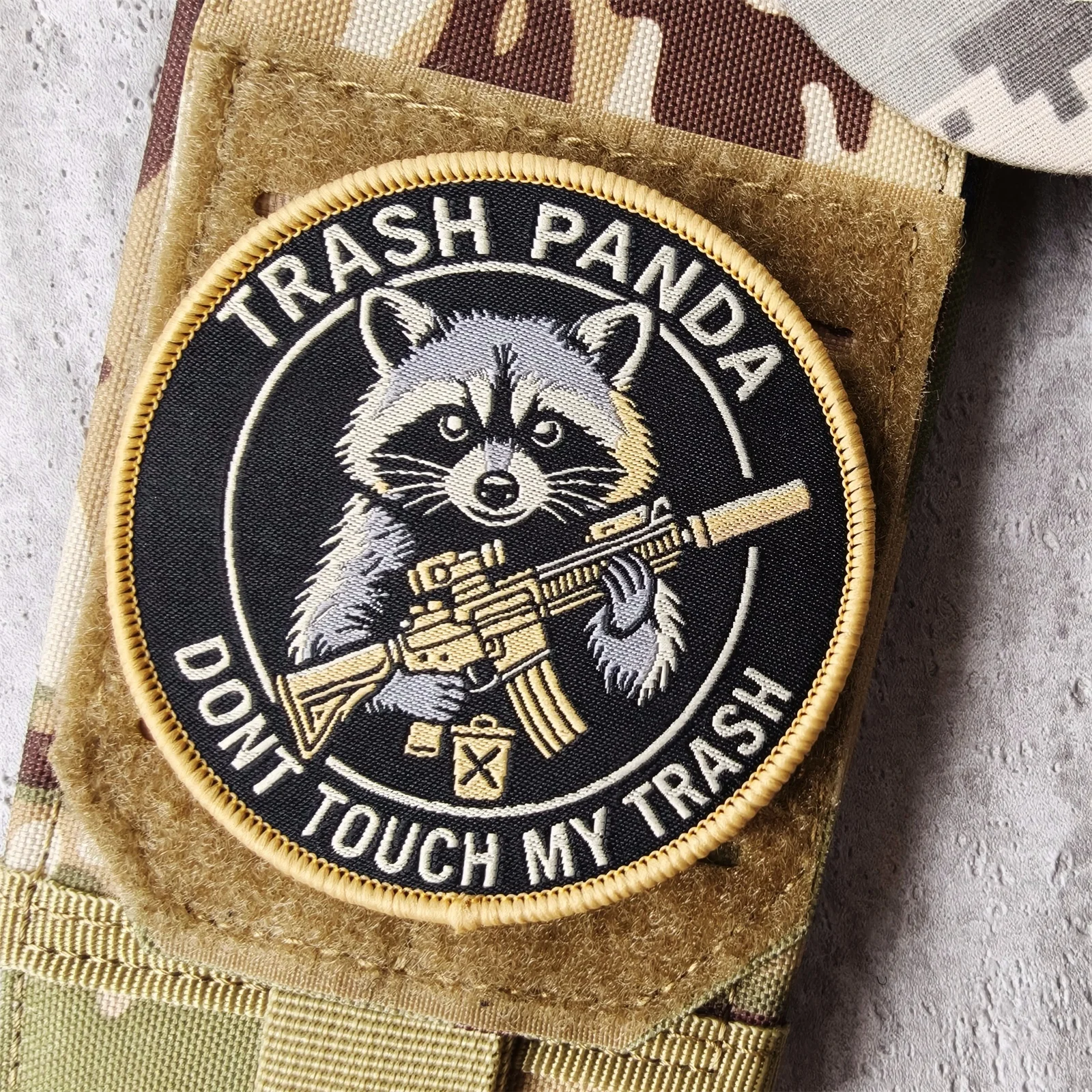 Trash Panda Raccoon Morale Patch Embroidered Hook and Loop Patches Dont Touch My Trash Badge for Backpack
