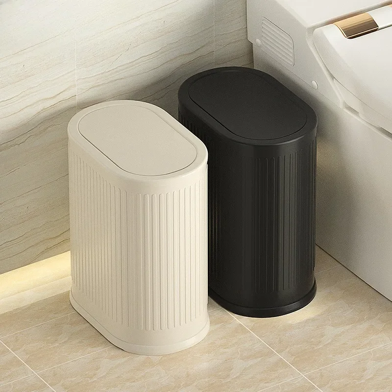 Narrow Trash Can Bathroom Touch Trash Cans Luxury Litter Bins Large Capacity Garbage Buckets with Lid Bathrooms Accessories