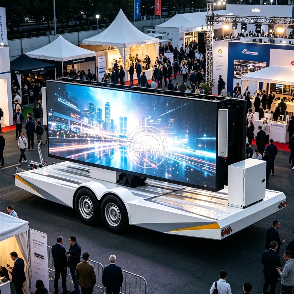 Outdoor Mobile Solar LED Advertising Trailer Digital Billboard Screen Truck Event Display Trailer With Wireless System