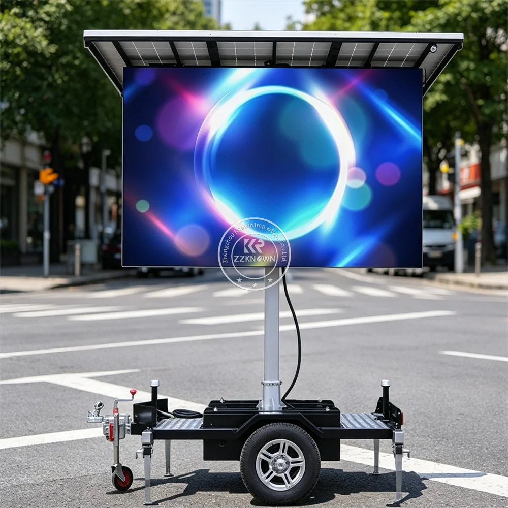 Solar LED Advertising Display Trailer Mobile Billboard Truck Outdoor Digital Marketing Screen Trailer With Remote Control