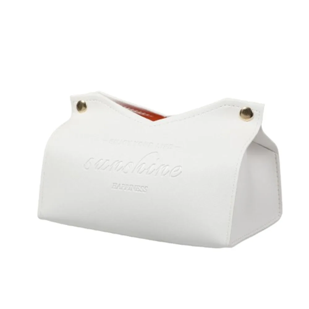 Dustproof Solid Color Tissue Box Multi-purpose PU Leather Napkin Holder Dispenser Foldable Toilet Paper Case Sundries