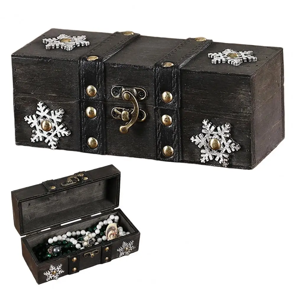 Classic Wooden Trinket Box Vintage Wooden Jewelry Box for Women Classic Retro Storage Case Elegant Trinket Organizer for Rings