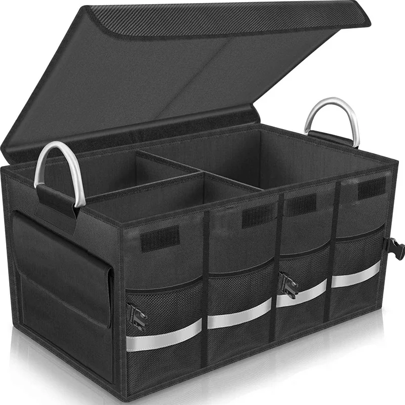Car Trunk Organizer Box - Oxford Cloth Foldable Vehicle Rear Storage Case for Car