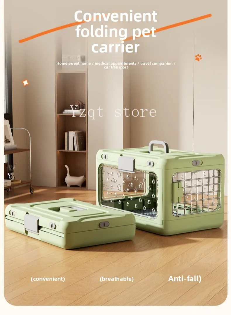 Hand-carrying foldable pet flight suitcase, car leisure cat checked case, portable cat carrier for travel, breathable,  box